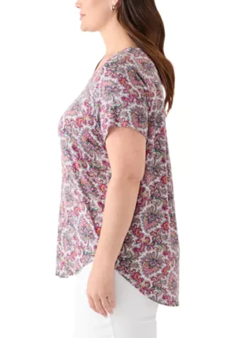 Plus Short Sleeve Pleat Back T-Shirt