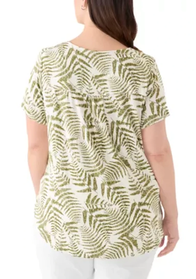Plus Short Sleeve Pleat Back T-Shirt