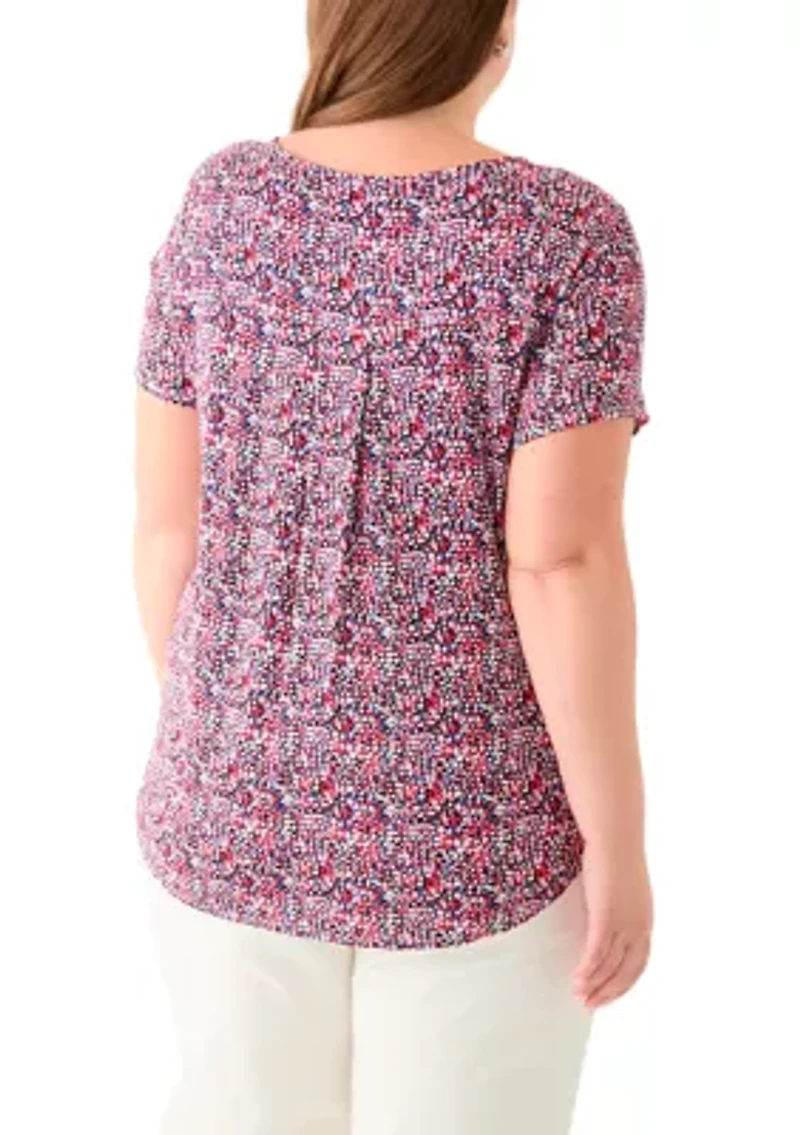 Plus Short Sleeve Crew Neck Round High Low T-Shirt