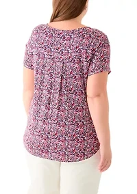 Plus Short Sleeve Crew Neck Round High Low T-Shirt