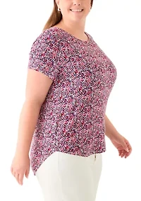 Plus Short Sleeve Crew Neck Round High Low T-Shirt