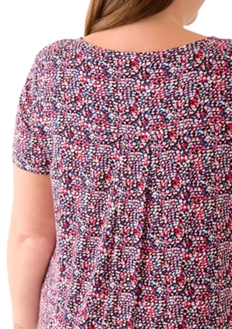 Plus Short Sleeve Crew Neck Round High Low T-Shirt