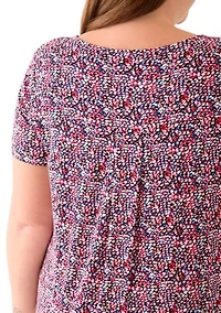 Plus Short Sleeve Crew Neck Round High Low T-Shirt