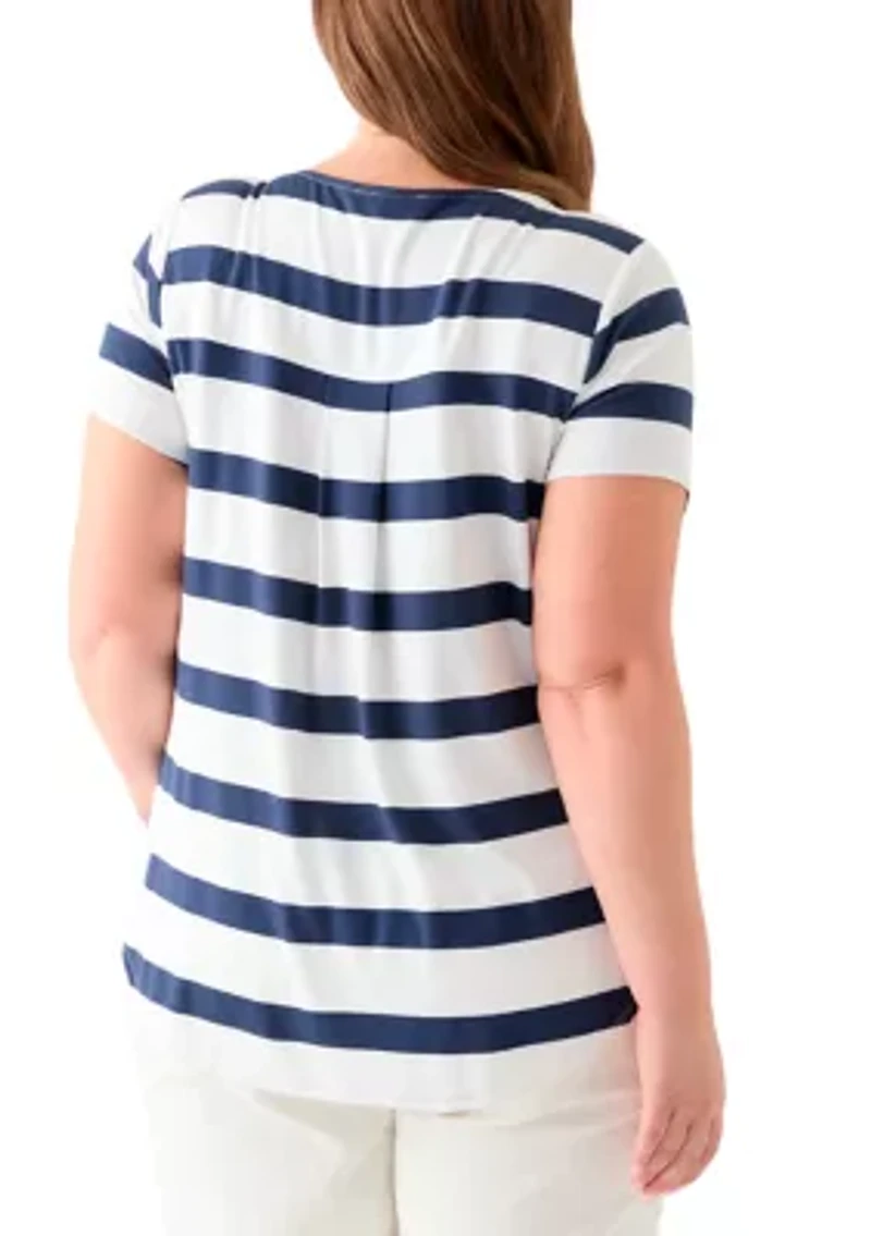 Plus Short Sleeve Crew Neck Round High Low T-Shirt
