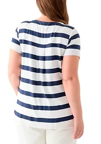 Plus Short Sleeve Crew Neck Round High Low T-Shirt