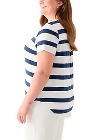 Plus Short Sleeve Crew Neck Round High Low T-Shirt