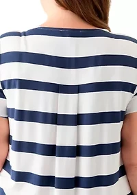 Plus Short Sleeve Crew Neck Round High Low T-Shirt