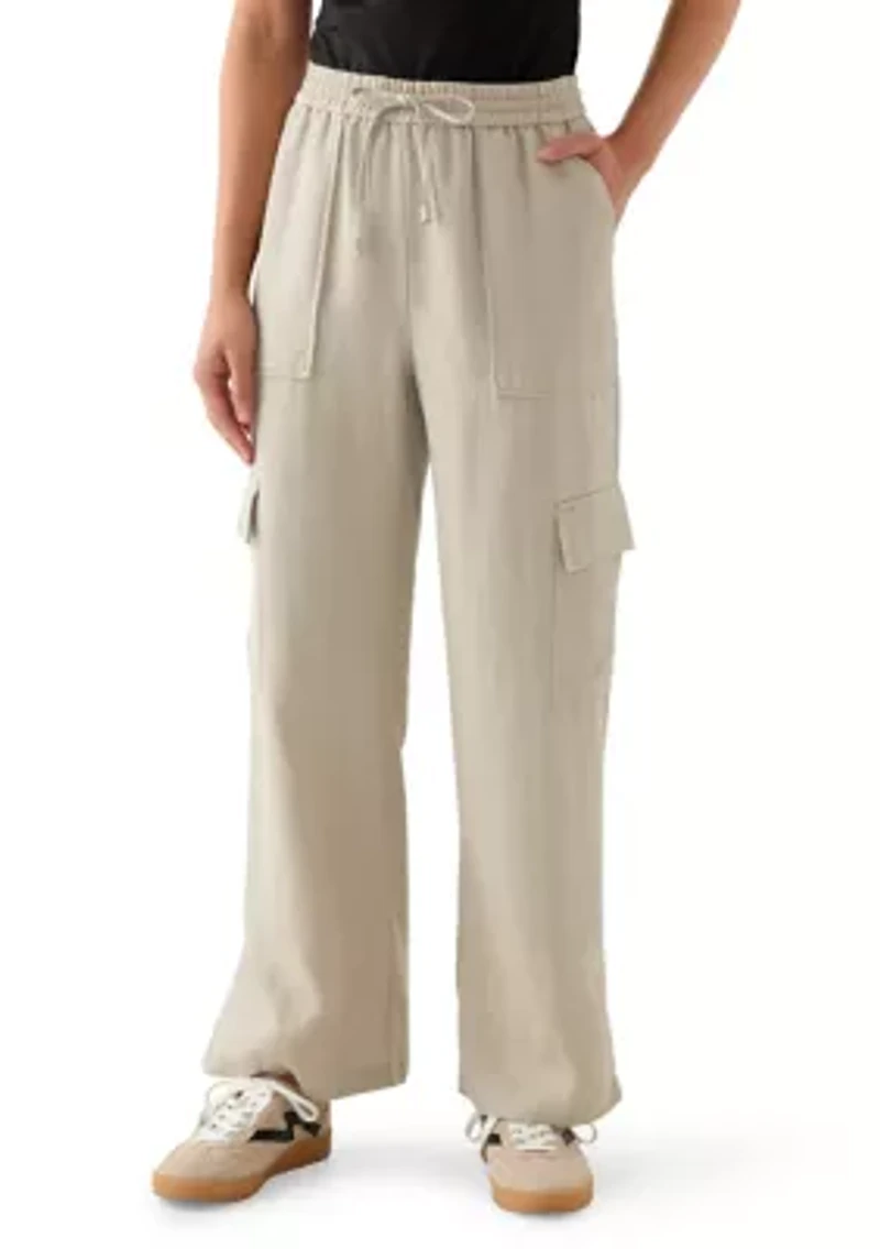 Petite Tie-Front Cargo Pants
