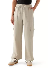 Petite Tie-Front Cargo Pants