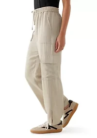Petite Tie-Front Cargo Pants