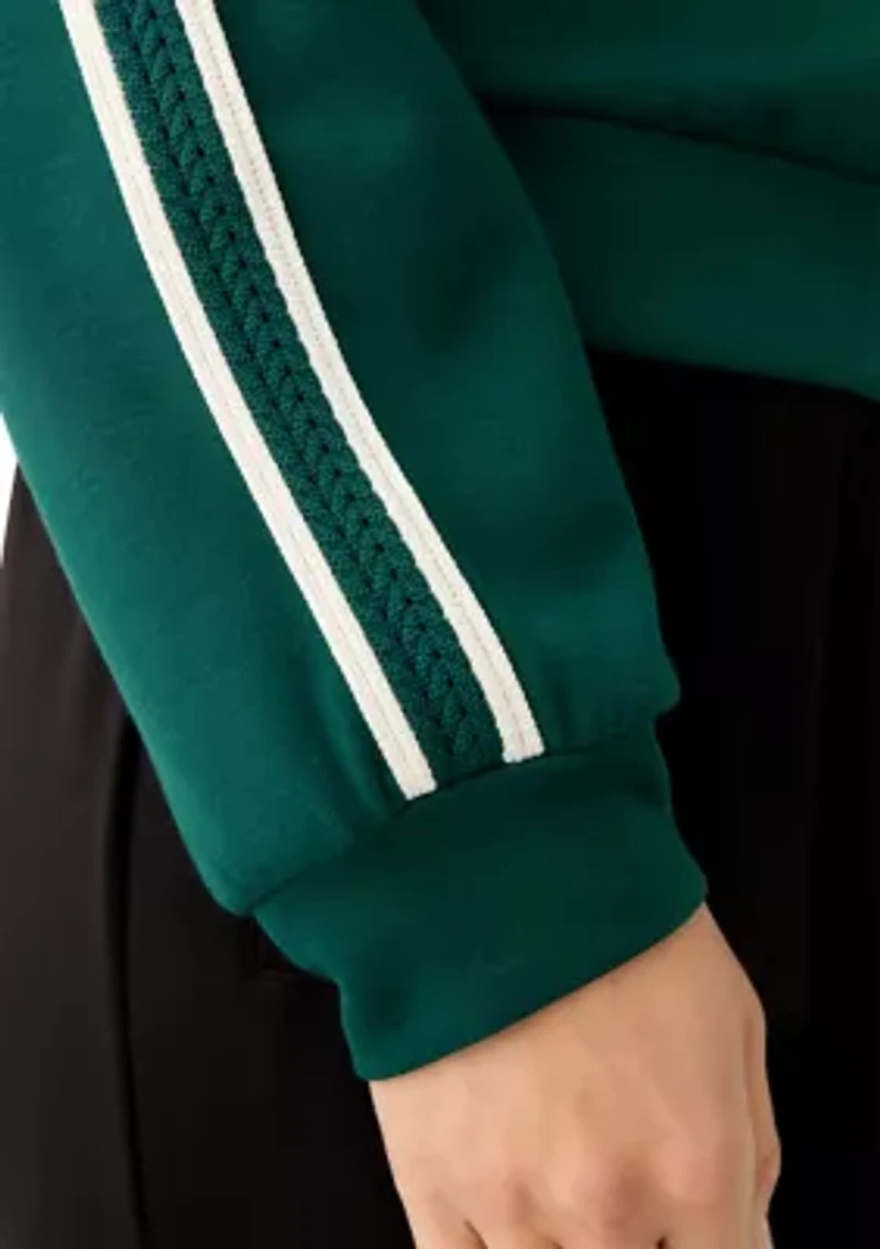 Petite Long Sleeve Crew Neck Sweater with Trim