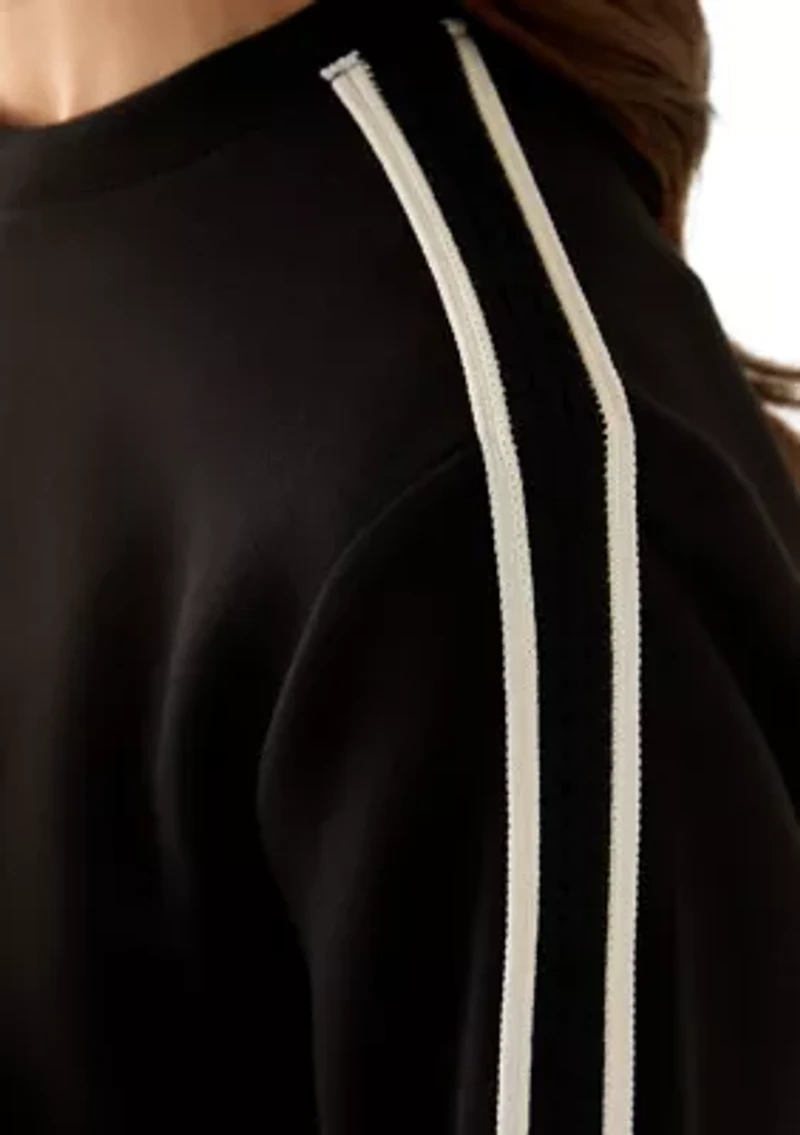 Petite Long Sleeve Crew Neck Sweater with Trim