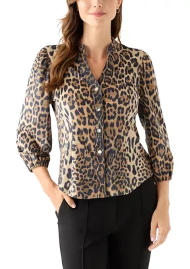 Women's 3/4 Sleeve Vegan Suede Shirt