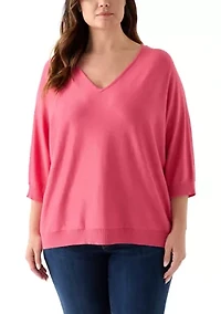 Plus Elbow Sleeve Sweater Knit Top