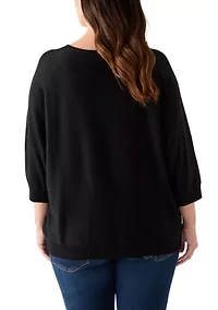 Plus Elbow Sleeve Sweater Knit Top