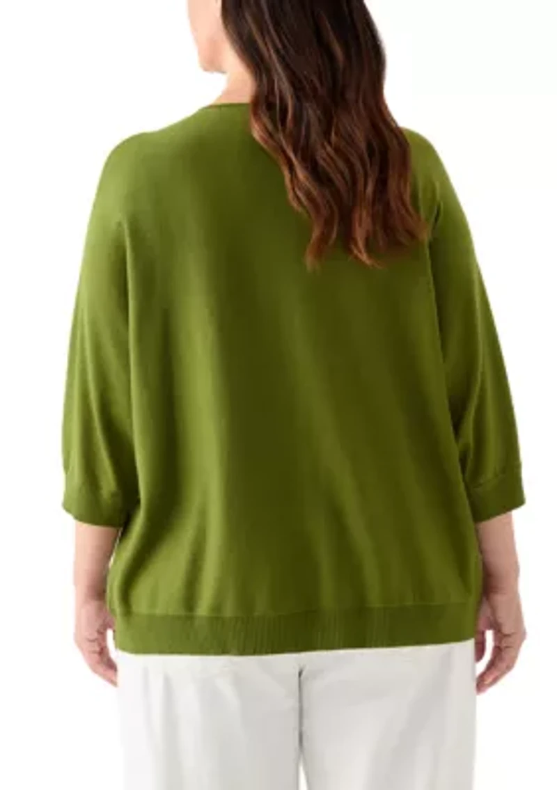 Plus Elbow Sleeve Sweater Knit Top