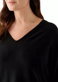 Plus Elbow Sleeve Sweater Knit Top