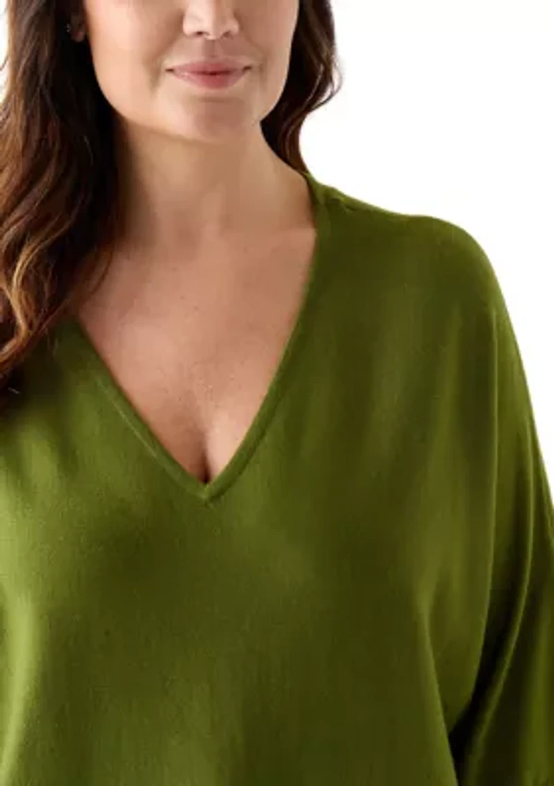 Plus Elbow Sleeve Sweater Knit Top