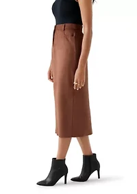 Women's Slit Front 5-Pocket Vegan Suede Skirt