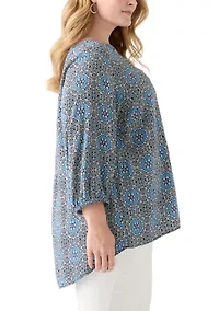 Plus Three-Quarter Sleeve Popover Top