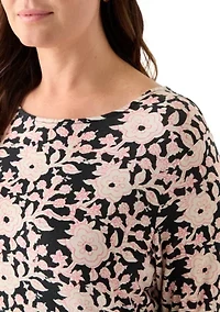 Plus 3/4 Sleeve Pleat Back T-Shirt