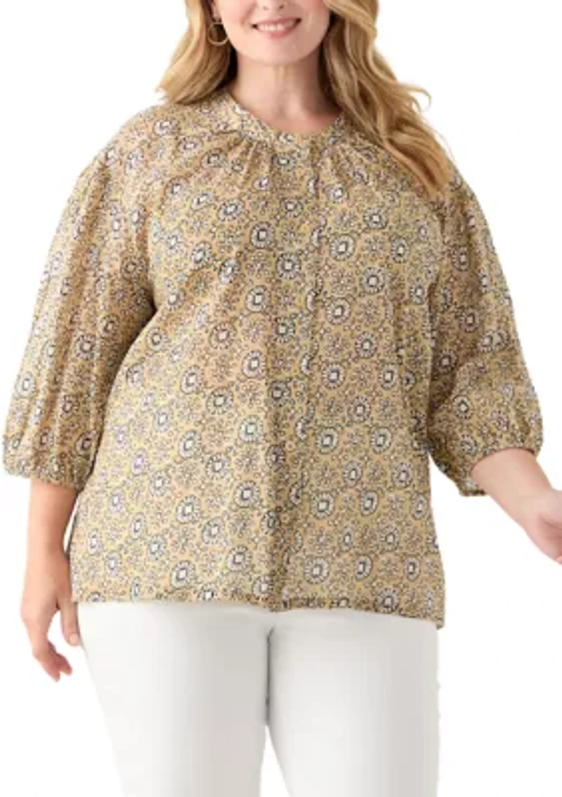 Plus Button Down Woven Blouse