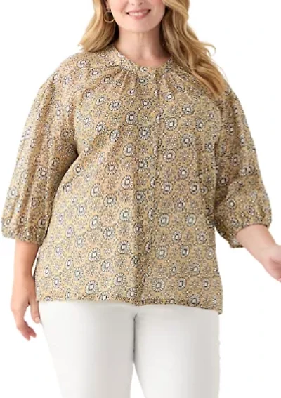 Plus Button Down Woven Blouse