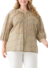 Plus Button Down Woven Blouse