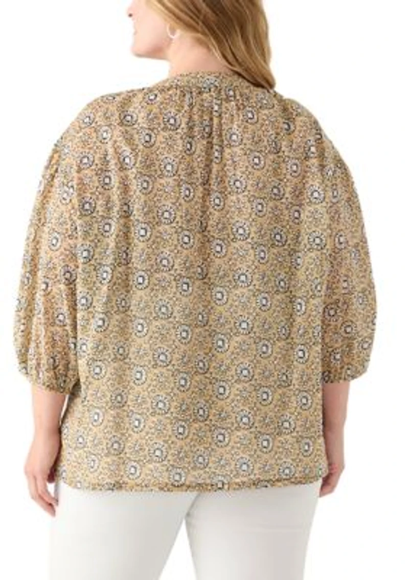 Plus Button Down Woven Blouse