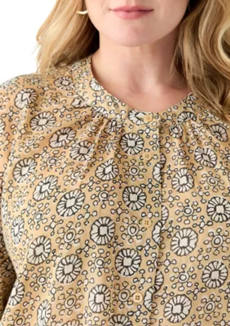 Plus Button Down Woven Blouse
