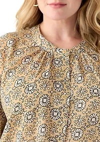 Plus Button Down Woven Blouse