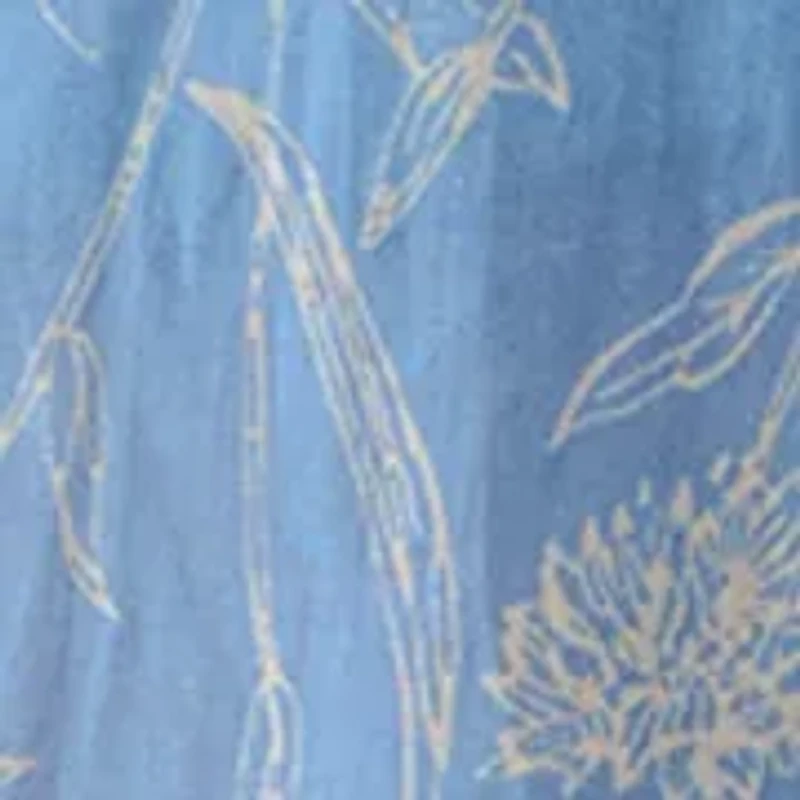 Plus 3/4 Puff Sleeve Voile Print Peasant Top