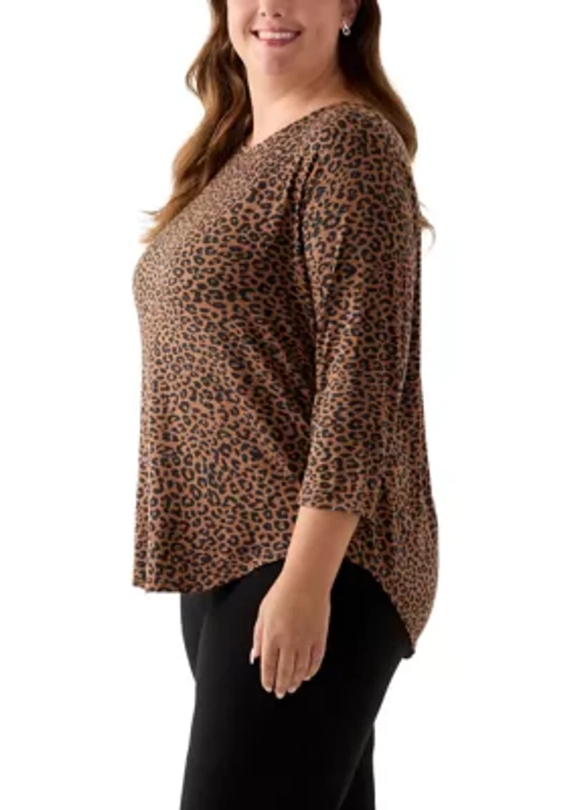 Plus 3/4 Sleeve Pleatback Tee