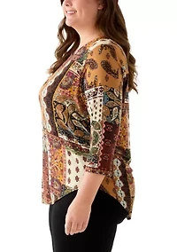 Plus 3/4 Sleeve Pleatback Tee