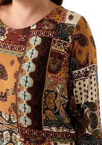 Plus 3/4 Sleeve Pleatback Tee