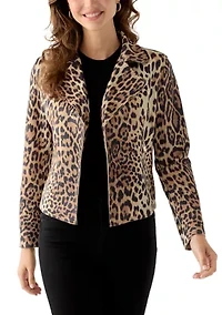 Women's Notch Collar Open Vegan Suede Jacket