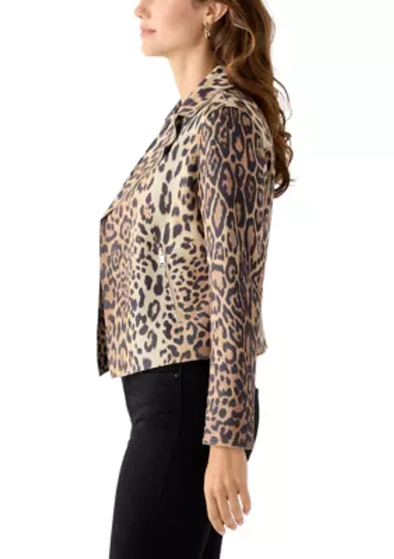 Women's Notch Collar Open Vegan Suede Jacket