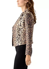Women's Notch Collar Open Vegan Suede Jacket