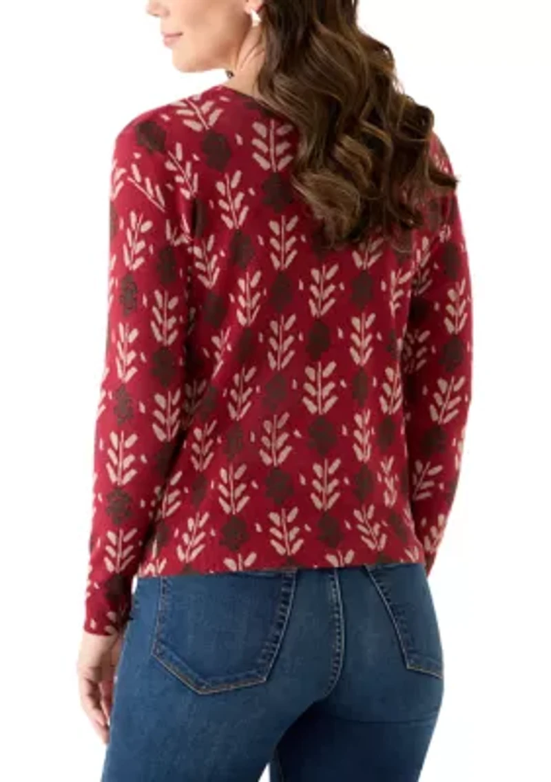 Women's V-Neck Printed Sweater