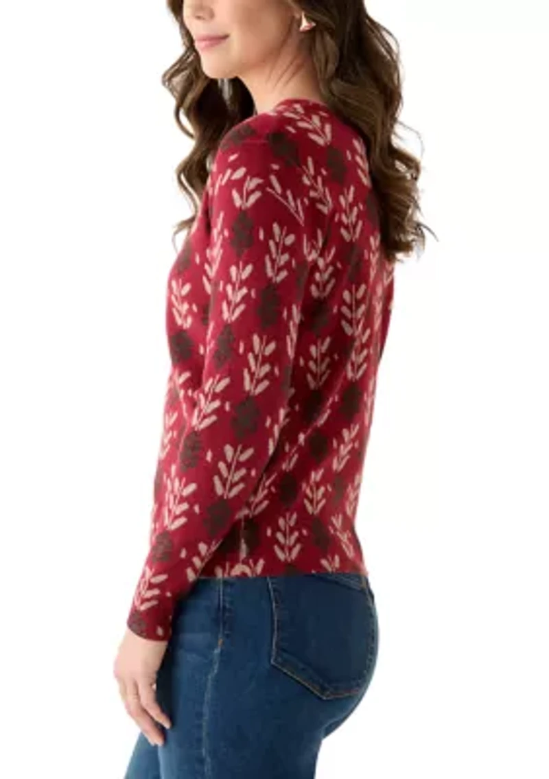 Women's V-Neck Printed Sweater