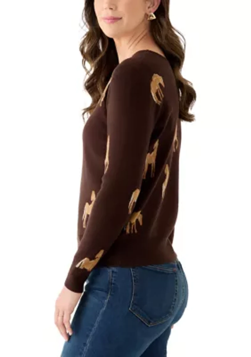 Women's V-Neck Printed Sweater