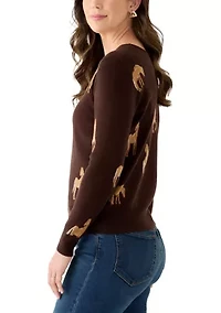 Women's V-Neck Printed Sweater