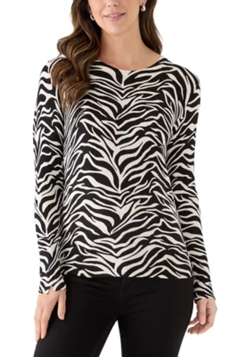 Women's Long Sleeve Crew Neck Printed Sweater