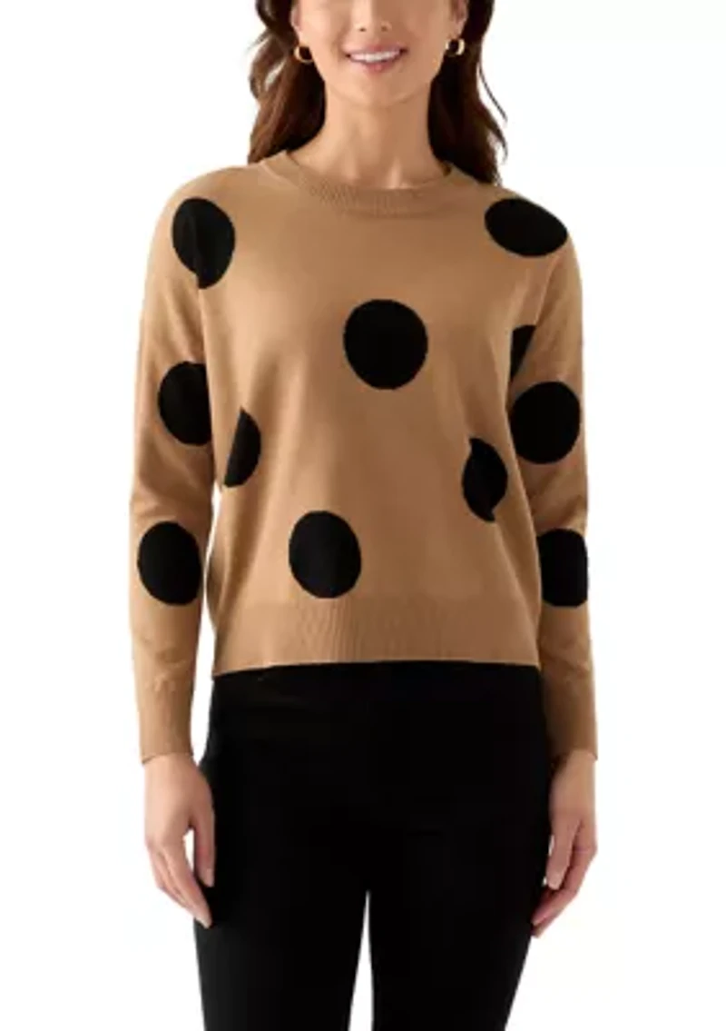 Petite Intarsia Pullover with Polka Dots