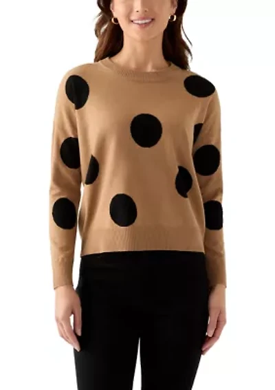 Petite Intarsia Pullover with Polka Dots