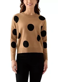 Petite Intarsia Pullover with Polka Dots