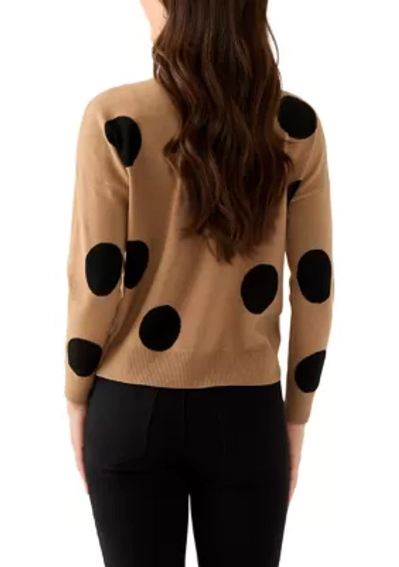 Petite Intarsia Pullover with Polka Dots