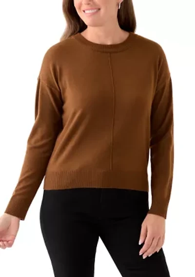 Petite Crew Neck Pullover with Center Seam