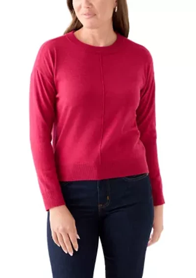 Petite Crew Neck Pullover with Center Seam