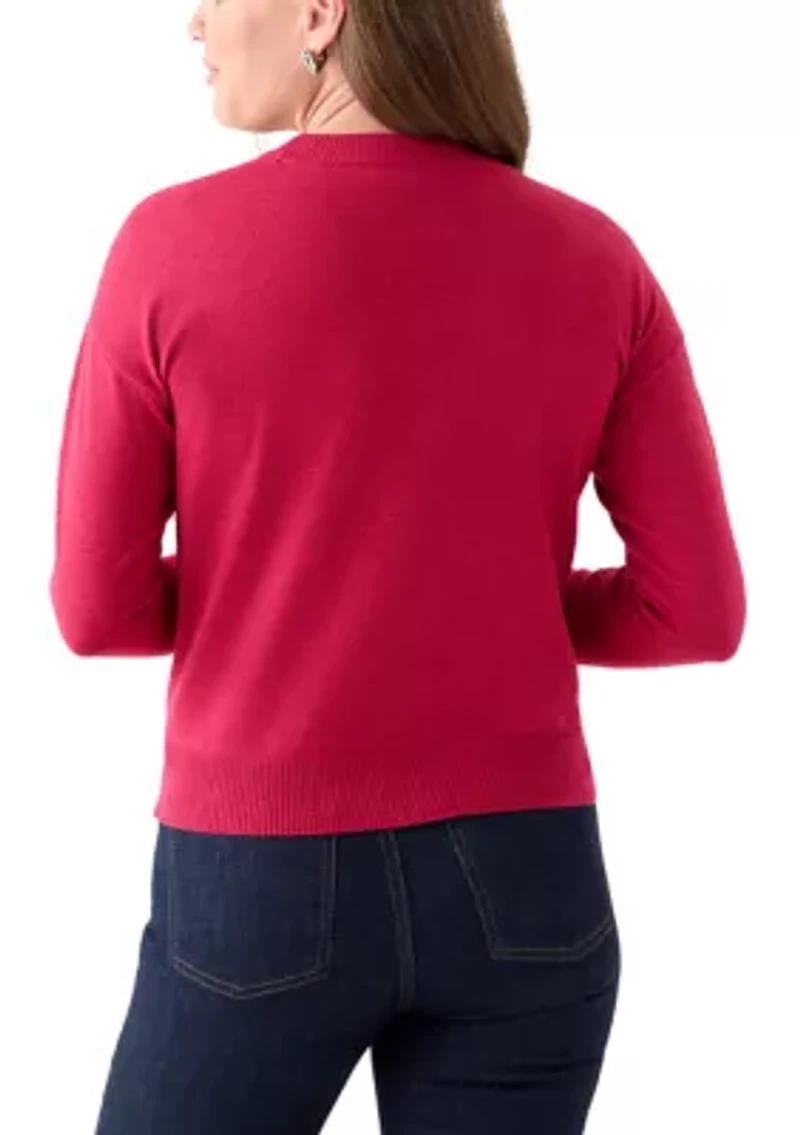 Petite Crew Neck Pullover with Center Seam